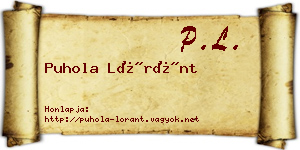 Puhola Lóránt névjegykártya